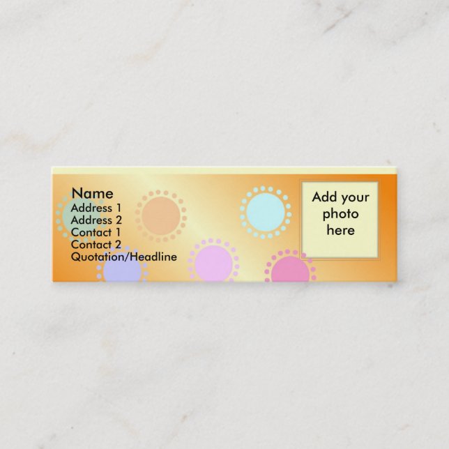 Carte maigre colorée de profil de photo de points (Devant)