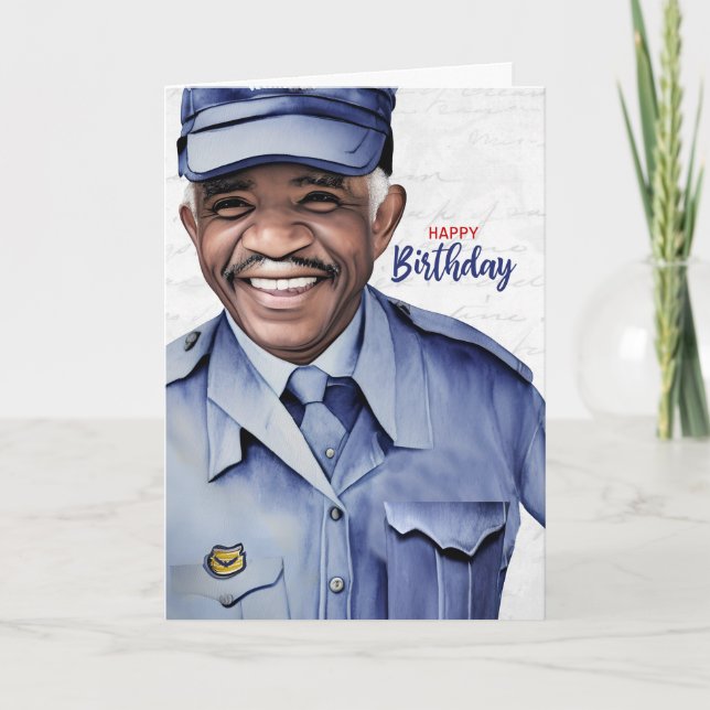 Carte Mail Carrier African American Male Birthday (Devant)