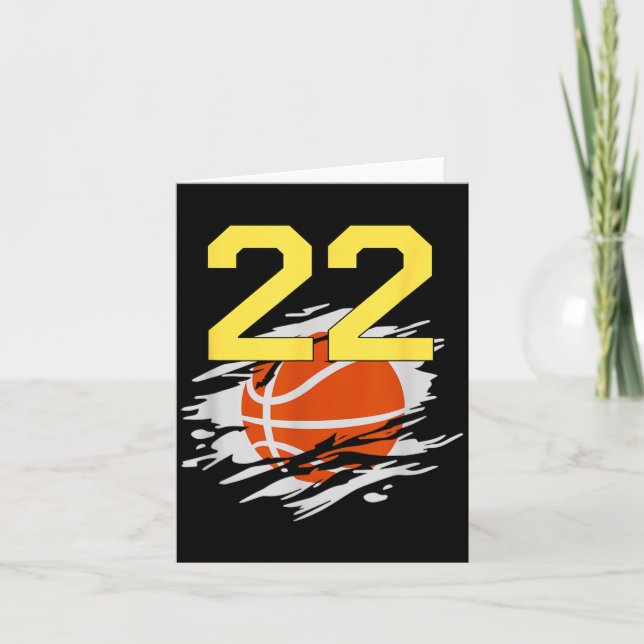 Carte Maillot 22 Jaune Doré Équipe de Baseball Numéro 22 (Devant)