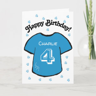 Carte maillot de football bleu pour le 4ème anniversaire