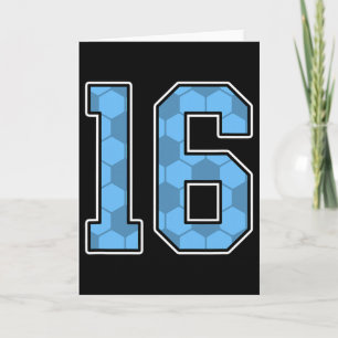 Carte Maillot de joueur de football bleu motif numéro 16