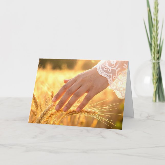 Carte Main de femme pour son anniversaire touchant des é (Devant)