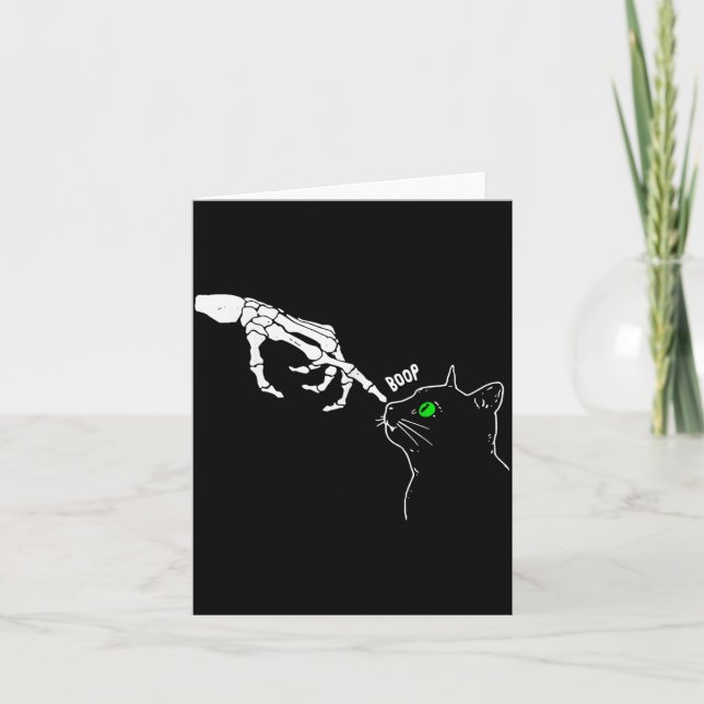 Carte Main de squelette Boop sur le nez d'un chat Hallow (Devant)