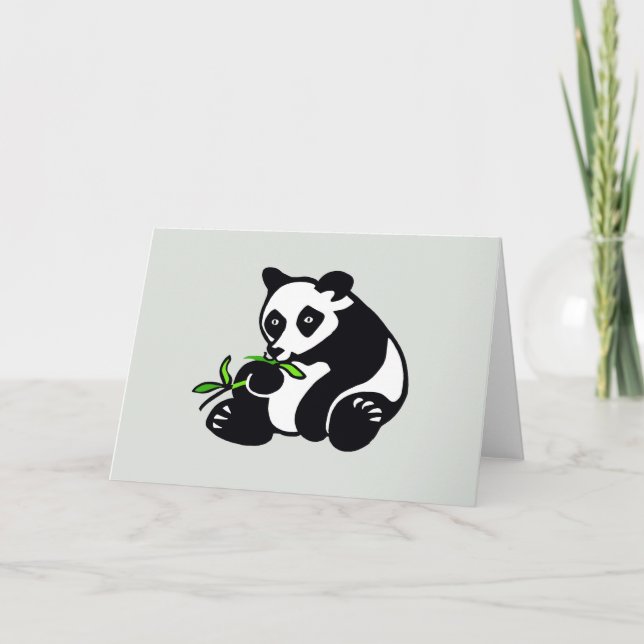 Carte Main dessinée - Ours PANDA - Faune - Nature - Vert (Devant)