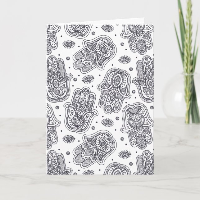 Carte Main tirée d'inspiration Hamsa (Devant)