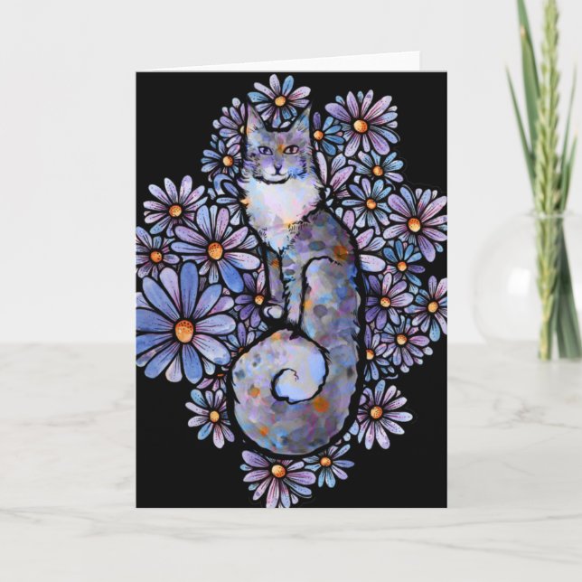 Carte Maine Coon Dilute Calico Cat Violet (Devant)