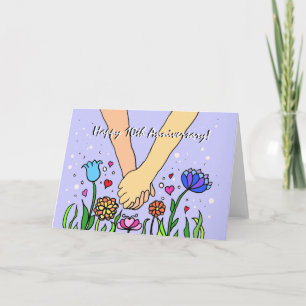 Carte Mains romantiques - datation / cadeau anniversaire