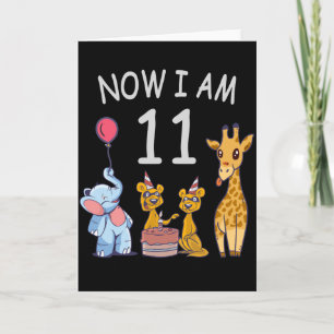 Carte Maintenant j'ai 11 ans 11e anniversaire au Zoo