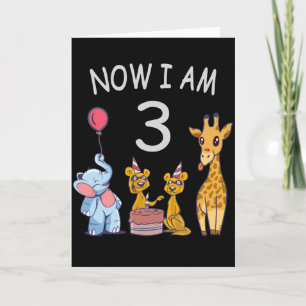 Carte Maintenant j'ai 3 ans 3ème anniversaire au Zoo
