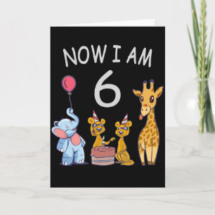 Carte Maintenant j'ai 6 ans 6ème anniversaire au Zoo