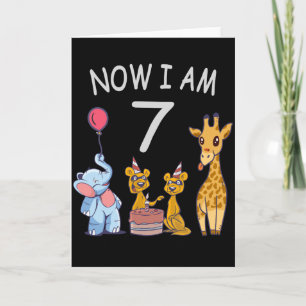 Carte Maintenant j'ai 7 ans 7ème anniversaire au Zoo
