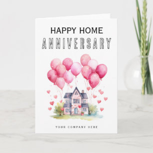 Carte Maison à ballon rose pour l'anniversaire de la mai