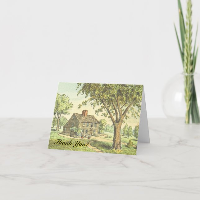 Carte Maison à l'ancienne, "Merci" ! (Devant)
