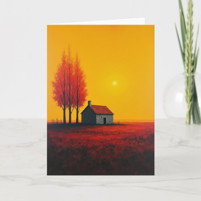 Carte Maison à Toit Rouge pour Anniversaire (Devant)