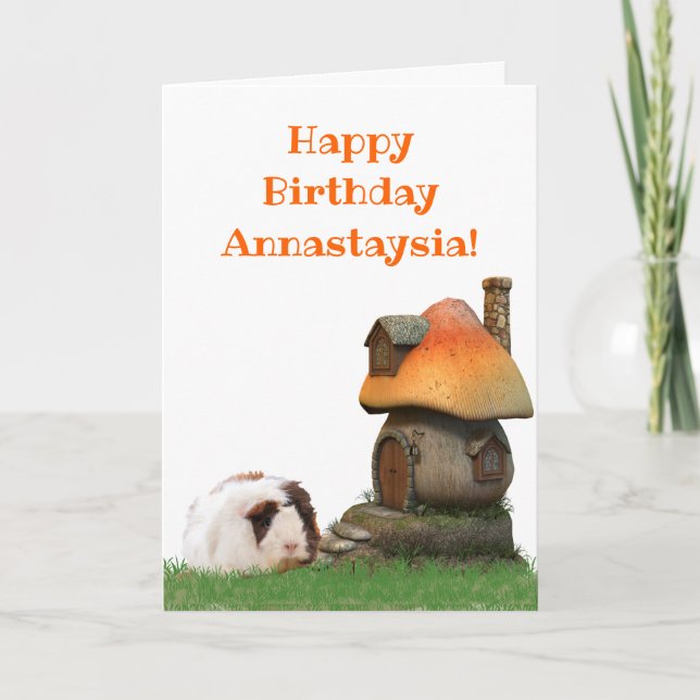Carte Maison Champignon pour Cochon d'Inde d'Anniversair (Devant)