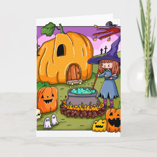 Carte Maison de citrouille de sorcière d'Halloween