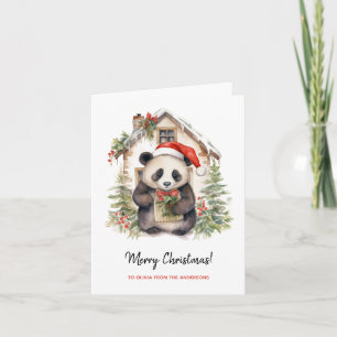 Carte Maison de Noël Cute Panda Père Noël
