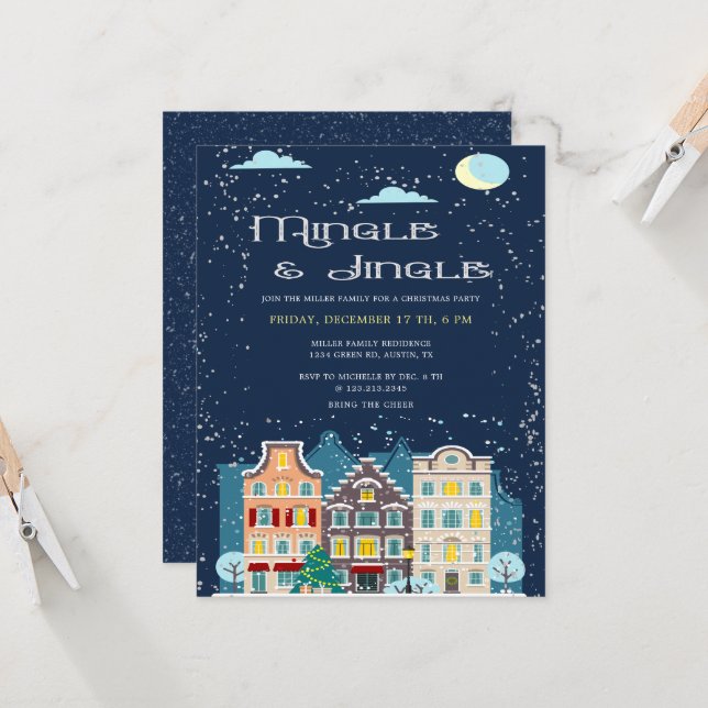 Carte Maison de Noël Mingle et Jingle Fête de Noël (Devant/Arrière en situation)