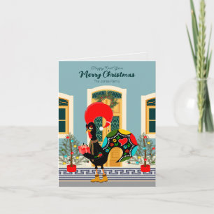 Carte Maison de Noël portugaise avec Rooster Salutations