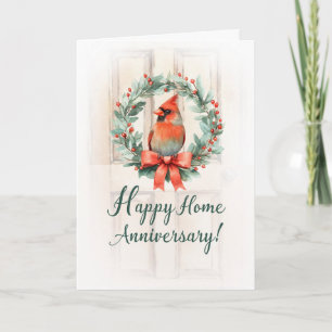 Carte Maison de vacances Anniversaire Cardinal Wreath av