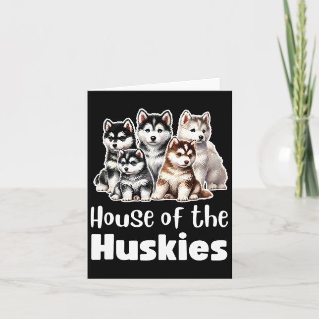 Carte Maison des Huskies Chiot Husky Aquarelle Mignonne (Devant)
