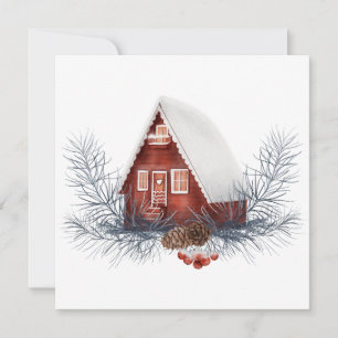 Carte Maison d'hiver festive