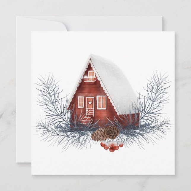Carte Maison d'hiver festive  (Devant)