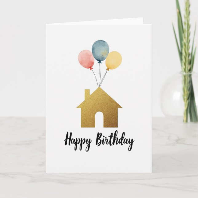 Carte Maison Dorée de Célébration (Devant)