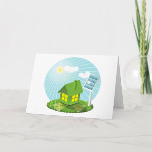 Carte Maison Écologique Alimentée par l'Énergie Solaire