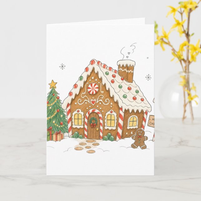 Carte Maison en pain d'épices bonbon pour les amateurs d (Fleur jaune)