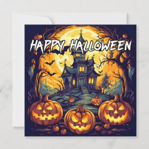 Carte Maison et Citrouilles hantés   Bonne Halloween