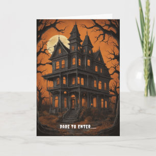 Carte Maison hantée à Halloween de nuit