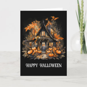 Carte Maison hantée avec Halloween Citrouille