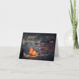 Carte Maison hantée de joyeux Halloween