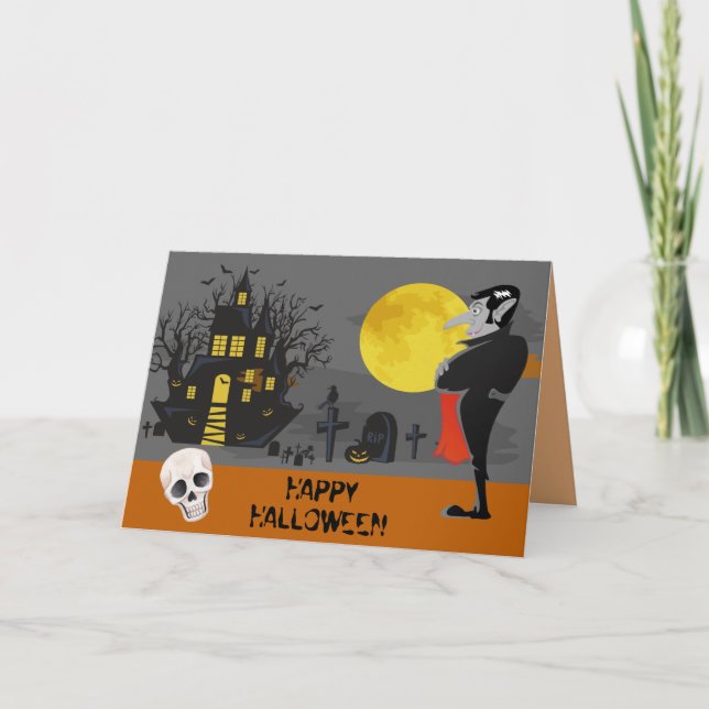 Carte Maison hantée de vampire Halloween (Devant)