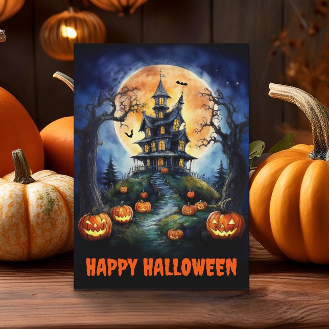 Carte Maison hantée d'Halloween avec Citrouilles pliés (Créateur téléchargé)