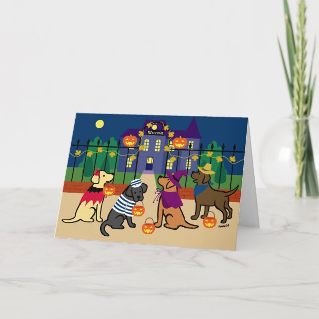 Carte Maison Hantée d'Halloween Labradors (Devant)