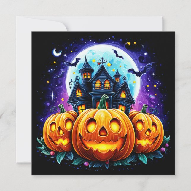Carte Maison hantée et citrouilles de Jack (Devant)