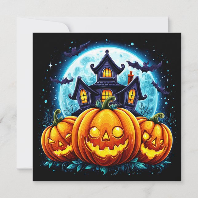 Carte Maison hantée et citrouilles de Jack (Devant)