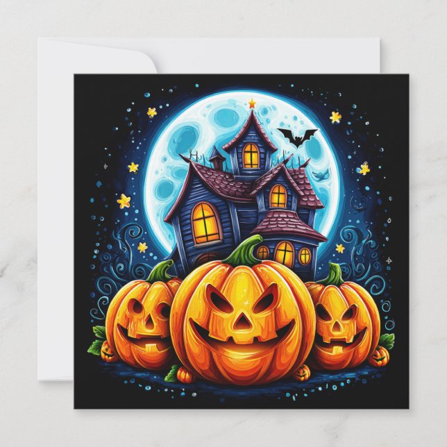 Carte Maison hantée et citrouilles de Jack (Devant)