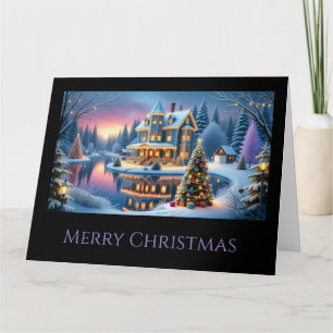 Carte Maison victorienne au bord du lac à Noël