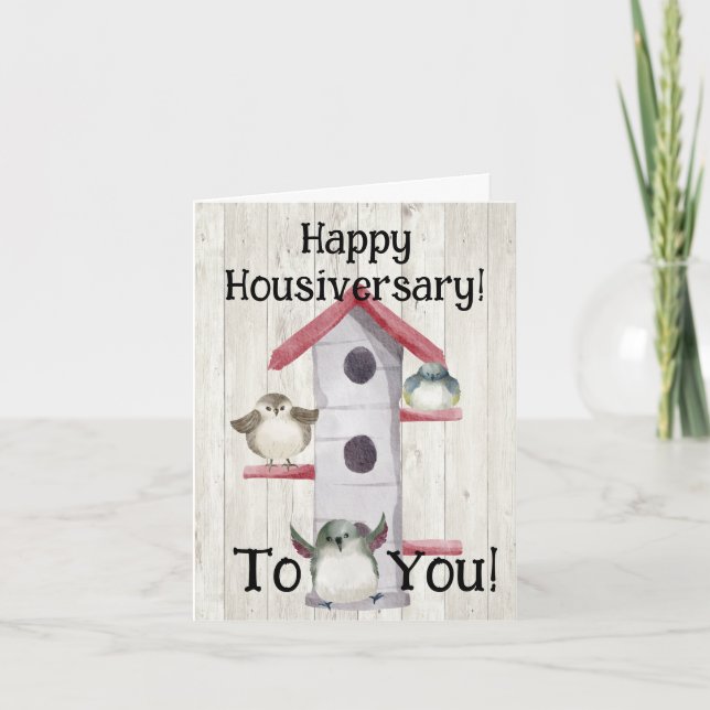 Carte Maisonnette à oiseaux aquarelle Joyeux anniversair (Devant)