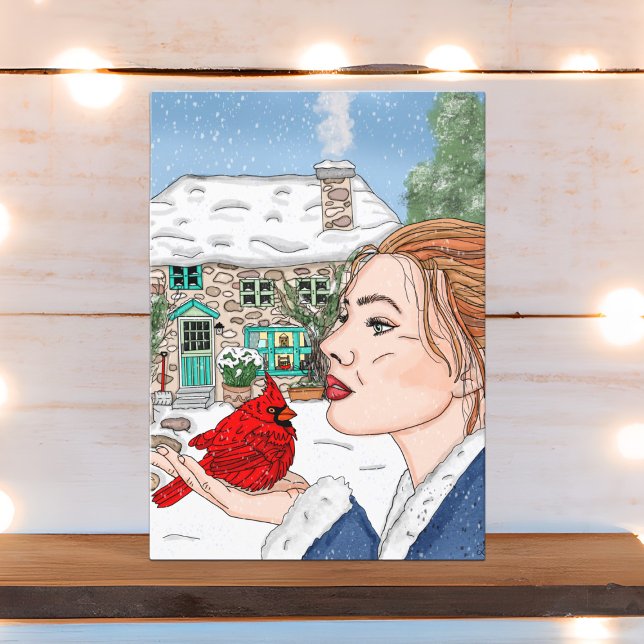 Carte Maisonnette anglaise et jour d'hiver cardinal vier (Créateur téléchargé)