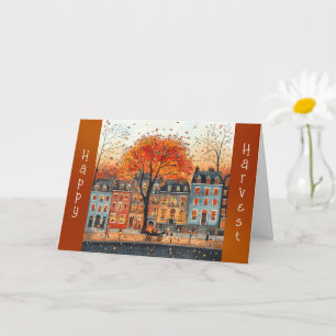 Carte Maisons de rue d'Orange Vintage pour la fête de Th