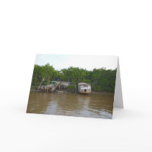 Maisons d'échasse sur le fleuve Amazone