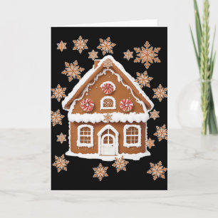 Carte Maisons en pain d'épice et flocons de neige Noël d