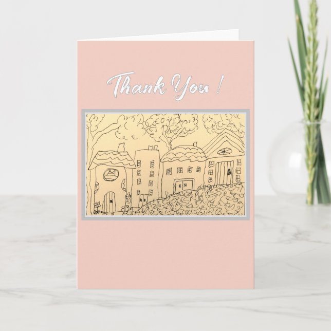 Carte Maisons Fantaisistes Merci (Devant)