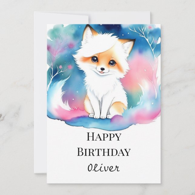 Carte Majestic Cute Fox Anniversaire (Devant)