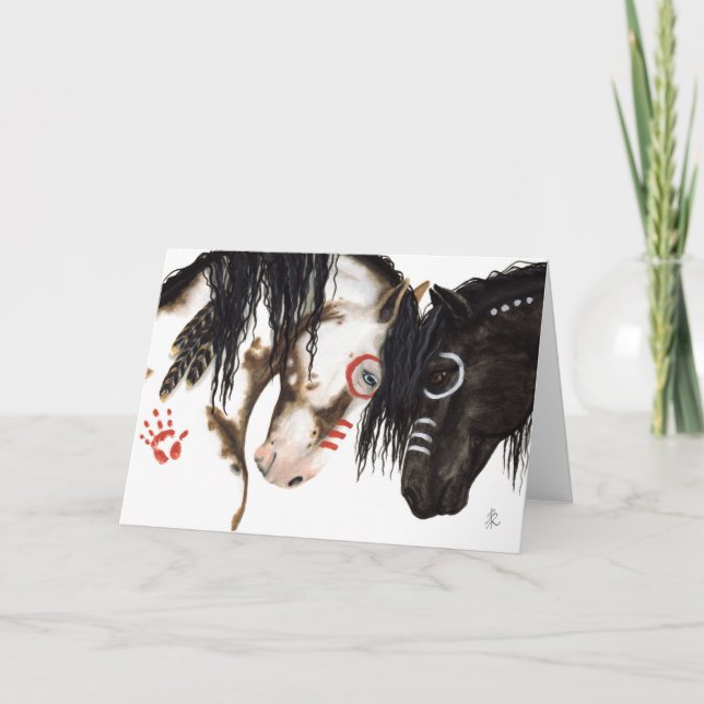 Carte Majestic Native American Horses par BiHrLe Card (Devant)