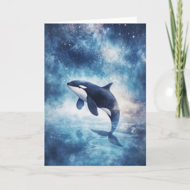 Carte Majestic Orca se lève parmi les étoiles (Devant)